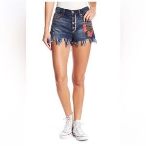 FREE PEOPLE Womens Shorts‎ Fields of Sun Butterfly Denim Bohemian Shorts 27